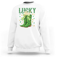 Cowboy St Patrick's Day Sweatshirt Lucky Girl Boots