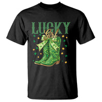 Cowboy St Patrick's Day T Shirt Lucky Girl Boots