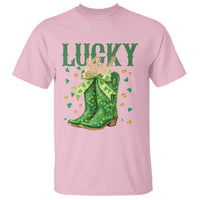 Cowboy St Patrick's Day T Shirt Lucky Girl Boots