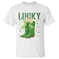 Cowboy St Patrick's Day T Shirt Lucky Girl Boots