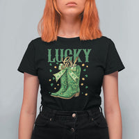 Cowboy St Patrick's Day T Shirt For Women Lucky Girl Boots