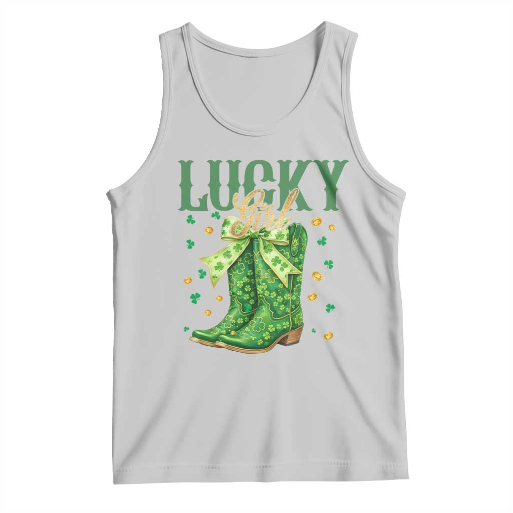 Cowboy St Patrick's Day Tank Top Lucky Girl Boots