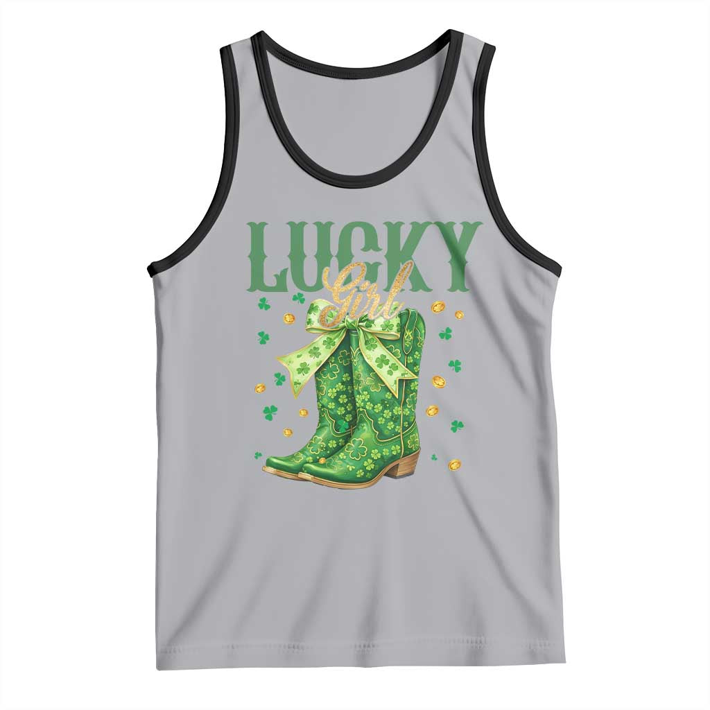 Cowboy St Patrick's Day Tank Top Lucky Girl Boots