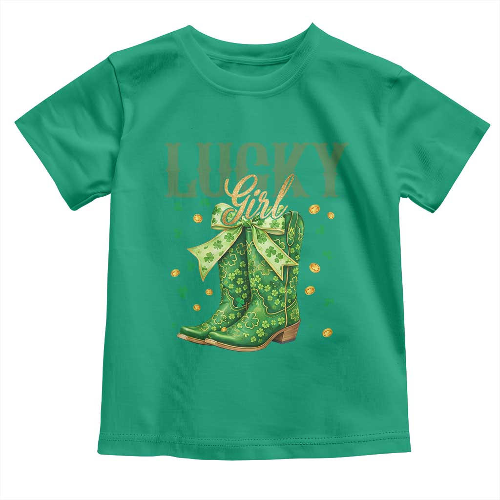 Cowboy St Patrick's Day Toddler T Shirt Lucky Girl Boots