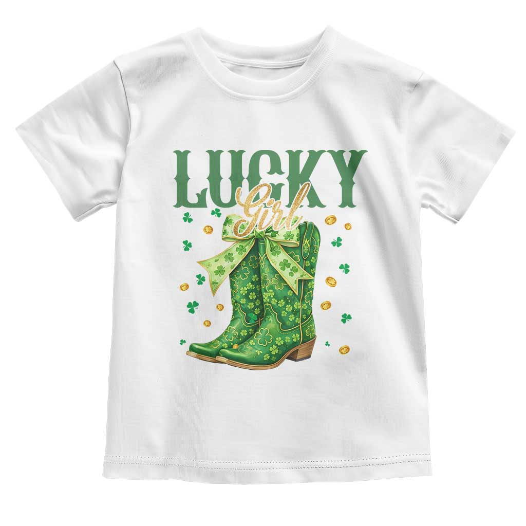 Cowboy St Patrick's Day Toddler T Shirt Lucky Girl Boots