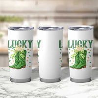 Cowboy St Patrick's Day Tumbler Cup Lucky Girl Boots