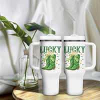 Cowboy St Patrick's Day Tumbler With Handle Lucky Girl Boots