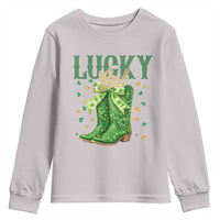 Cowboy St Patrick's Day Youth Sweatshirt Lucky Girl Boots