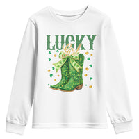 Cowboy St Patrick's Day Youth Sweatshirt Lucky Girl Boots