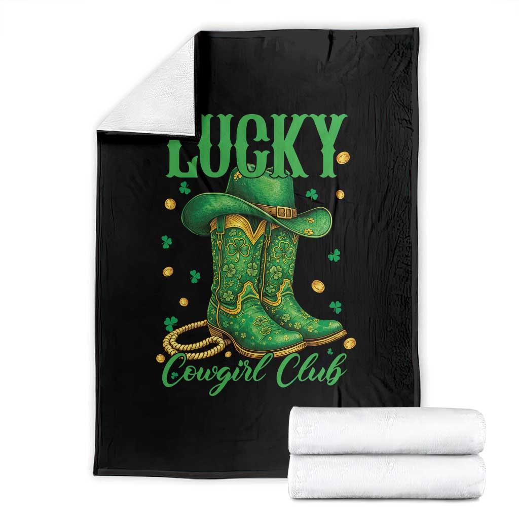 Lucky Cowgirl Club Throw Blanket Western Irish Cowboy St Patrick Day