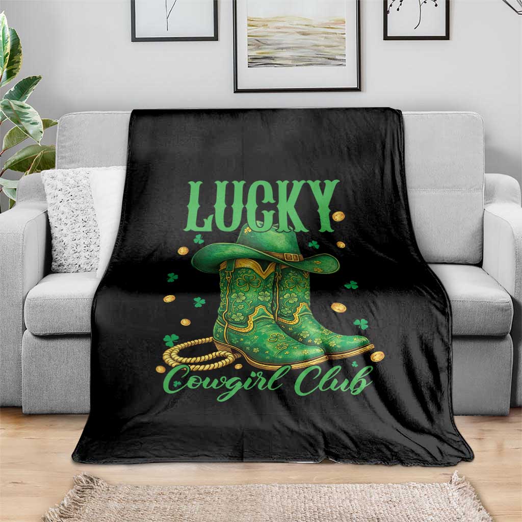 Lucky Cowgirl Club Throw Blanket Western Irish Cowboy St Patrick Day