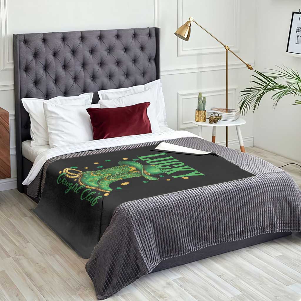 Lucky Cowgirl Club Throw Blanket Western Irish Cowboy St Patrick Day