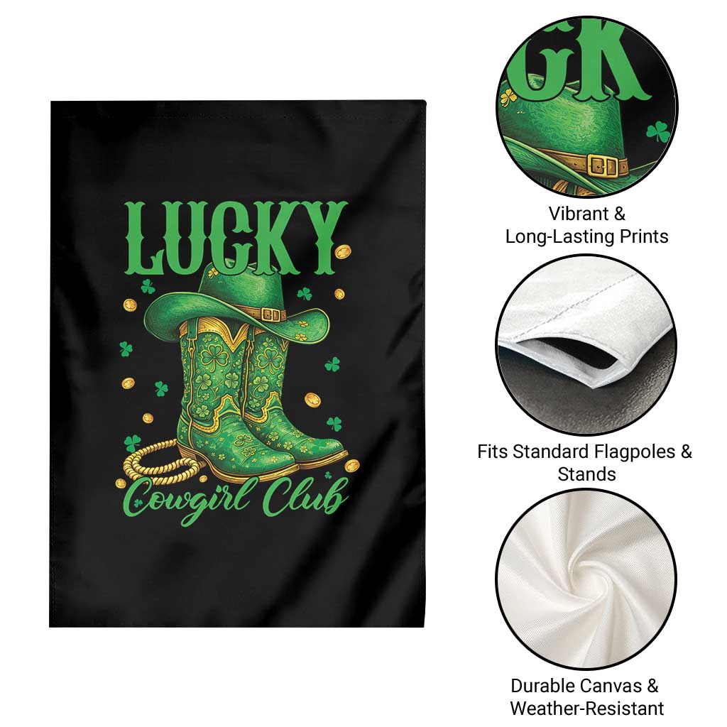 Lucky Cowgirl Club Garden Flag Western Irish Cowboy St Patrick Day