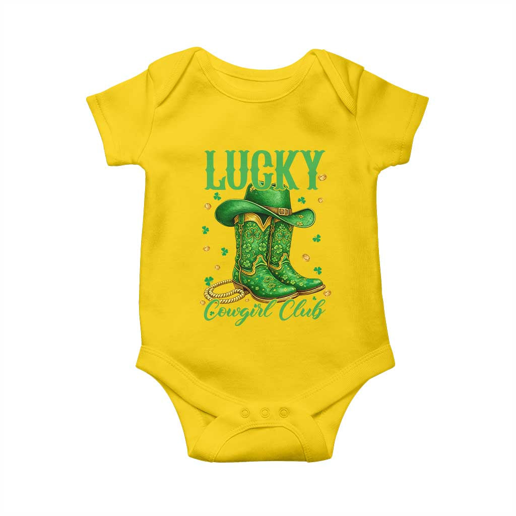 Lucky Cowgirl Club Baby Onesie Western Irish Cowboy St Patrick Day