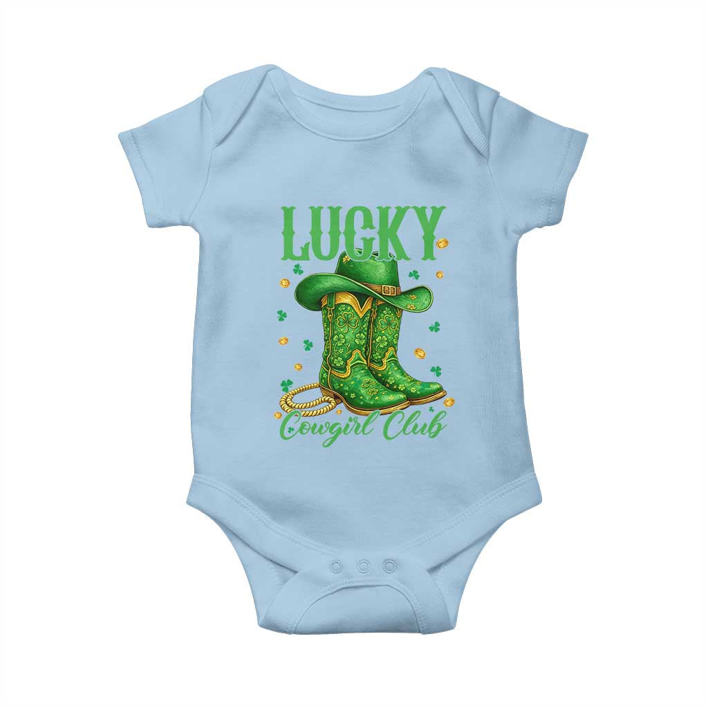 Lucky Cowgirl Club Baby Onesie Western Irish Cowboy St Patrick Day