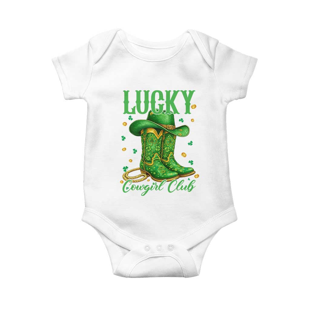 Lucky Cowgirl Club Baby Onesie Western Irish Cowboy St Patrick Day
