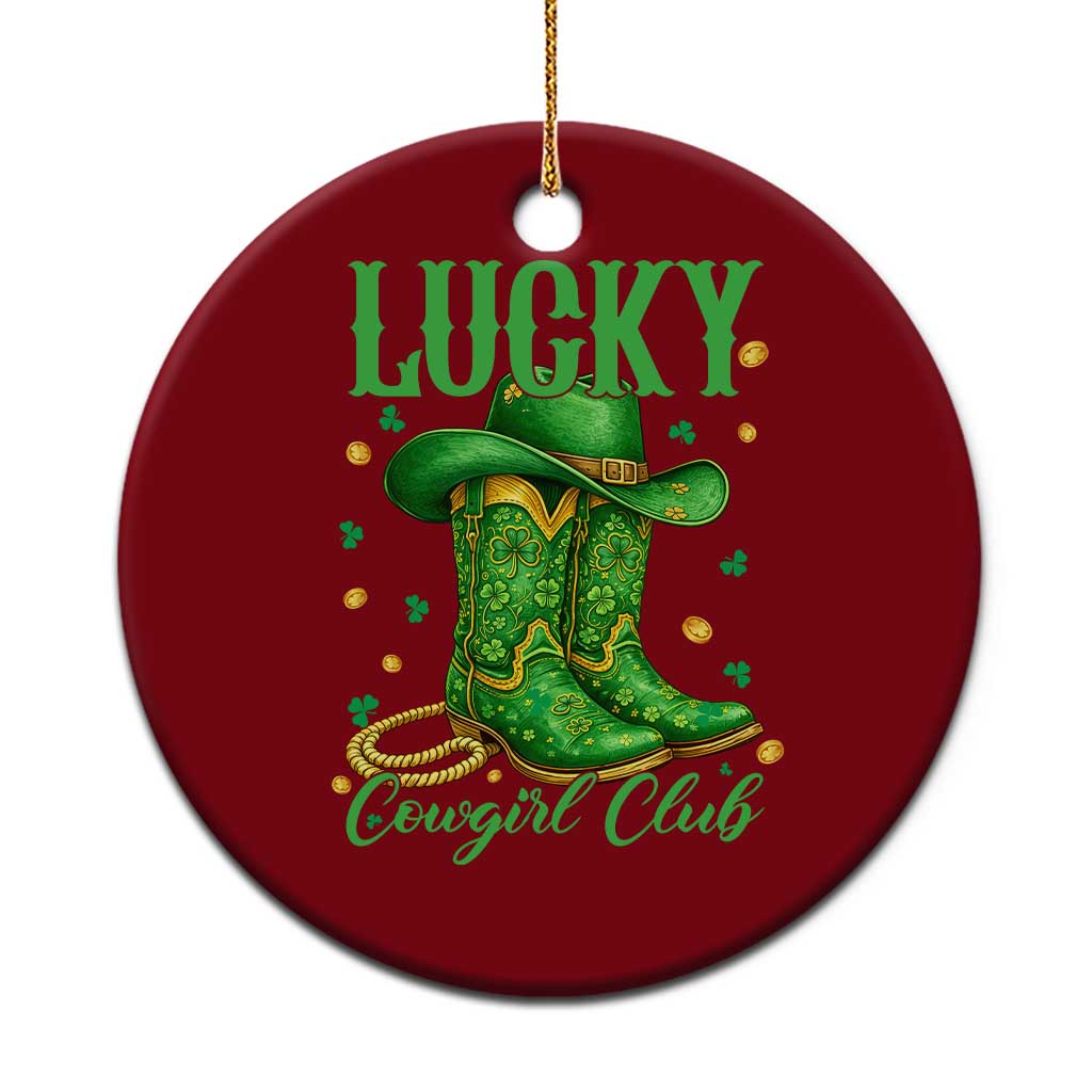 Lucky Cowgirl Club Ceramic Ornament Western Irish Cowboy St Patrick Day