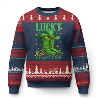 Lucky Cowgirl Club Ugly Christmas Sweater Western Irish Cowboy St Patrick Day