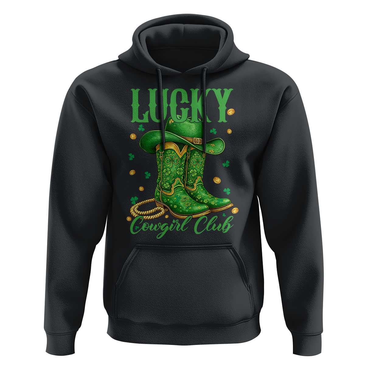 Lucky Cowgirl Club Hoodie Western Irish Cowboy St Patrick Day