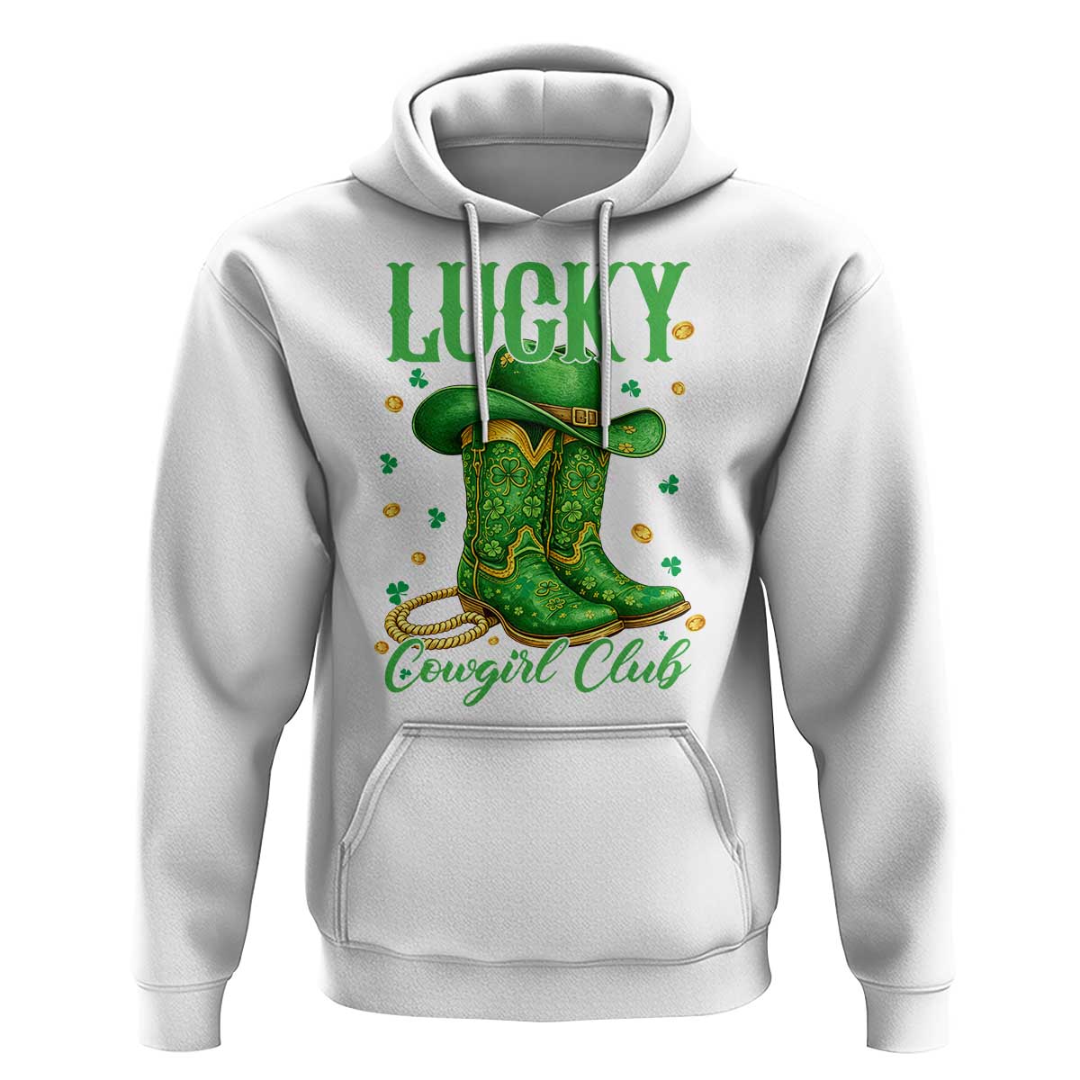 Lucky Cowgirl Club Hoodie Western Irish Cowboy St Patrick Day
