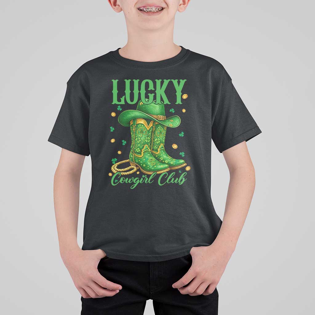Lucky Cowgirl Club T Shirt For Kid Western Irish Cowboy St Patrick Day