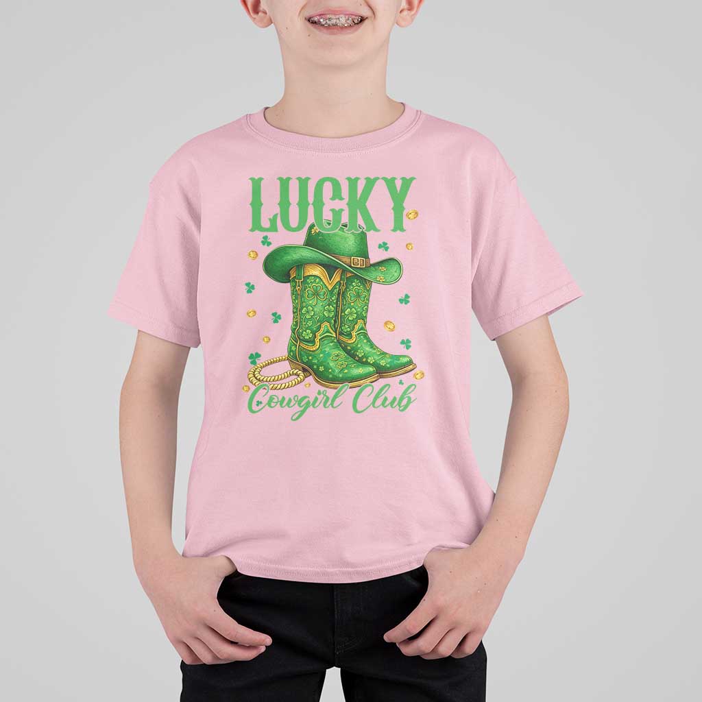 Lucky Cowgirl Club T Shirt For Kid Western Irish Cowboy St Patrick Day