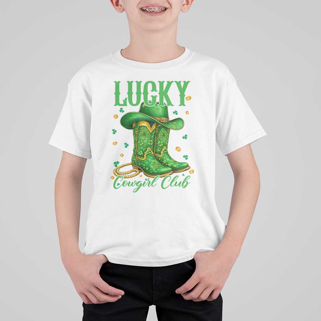 Lucky Cowgirl Club T Shirt For Kid Western Irish Cowboy St Patrick Day