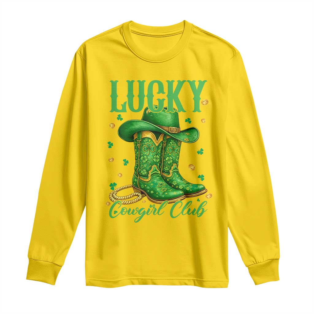 Lucky Cowgirl Club Long Sleeve Shirt Western Irish Cowboy St Patrick Day