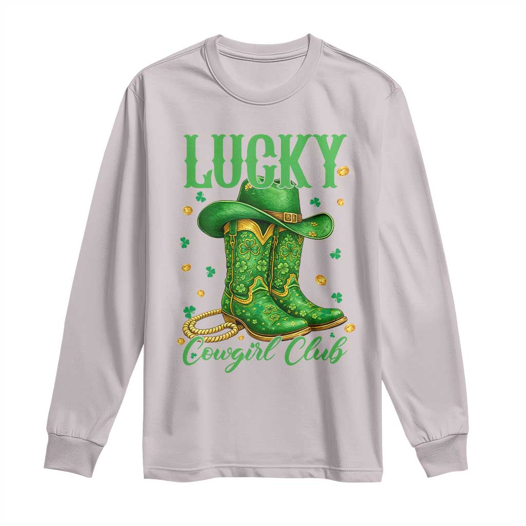 Lucky Cowgirl Club Long Sleeve Shirt Western Irish Cowboy St Patrick Day