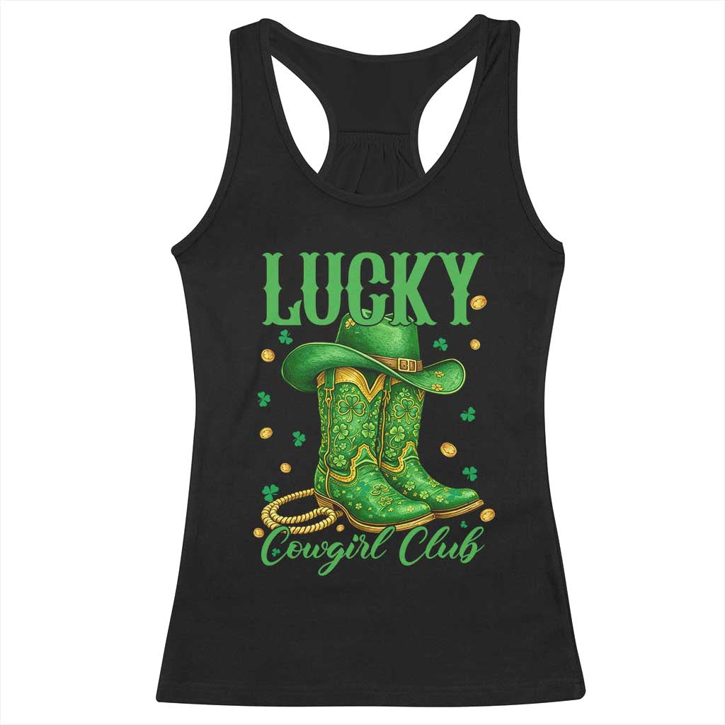 Lucky Cowgirl Club Racerback Tank Top Western Irish Cowboy St Patrick Day