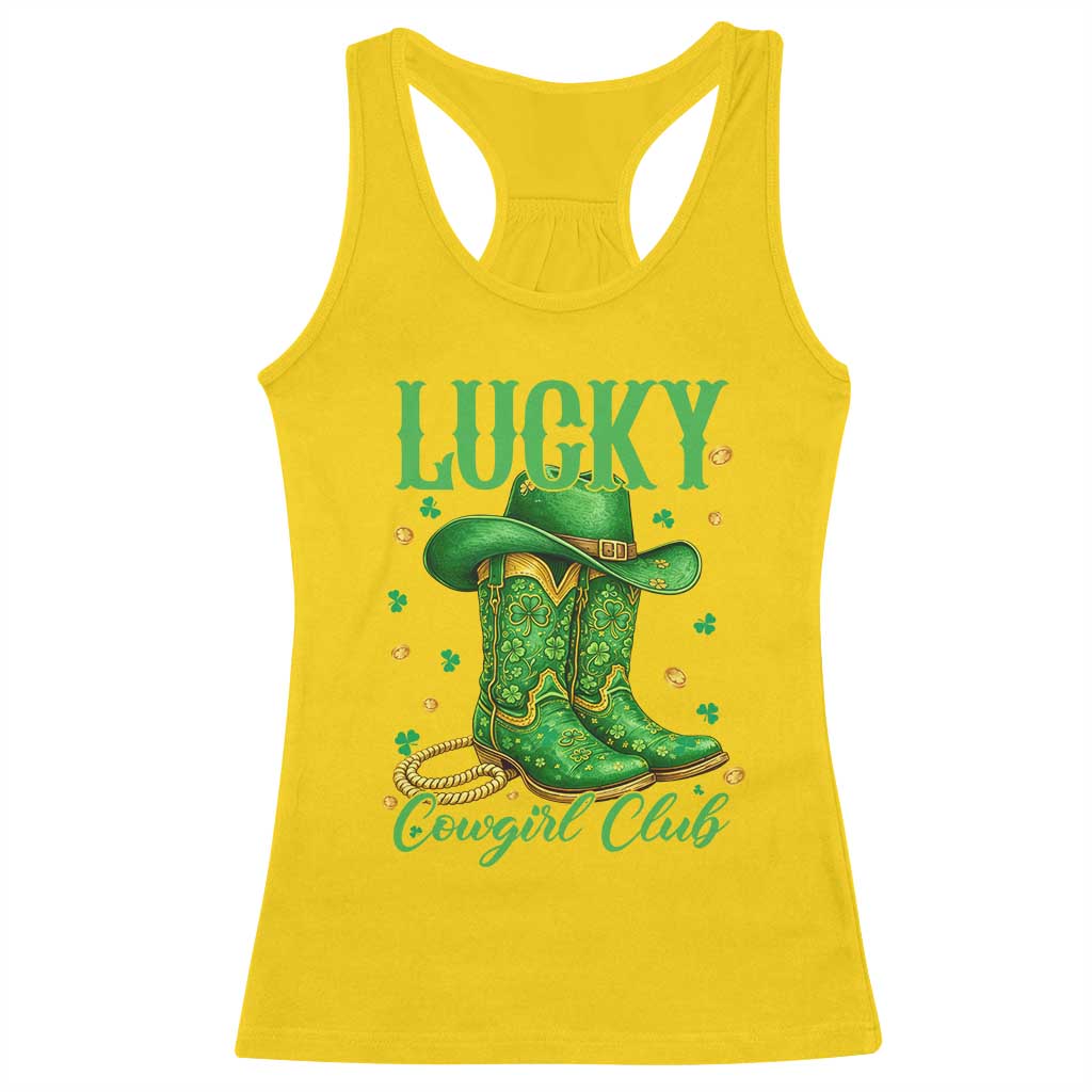 Lucky Cowgirl Club Racerback Tank Top Western Irish Cowboy St Patrick Day