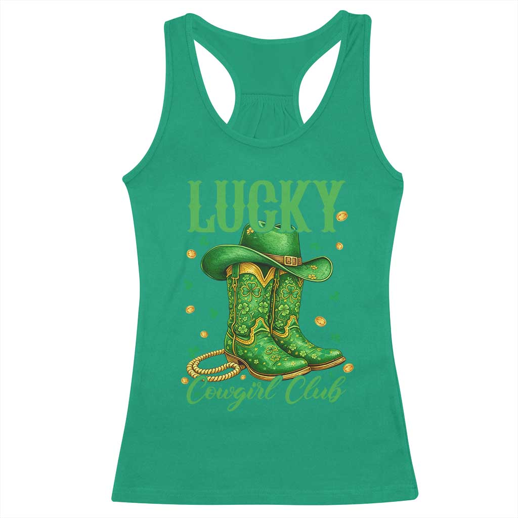 Lucky Cowgirl Club Racerback Tank Top Western Irish Cowboy St Patrick Day