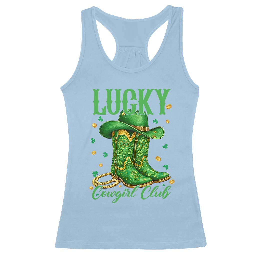 Lucky Cowgirl Club Racerback Tank Top Western Irish Cowboy St Patrick Day