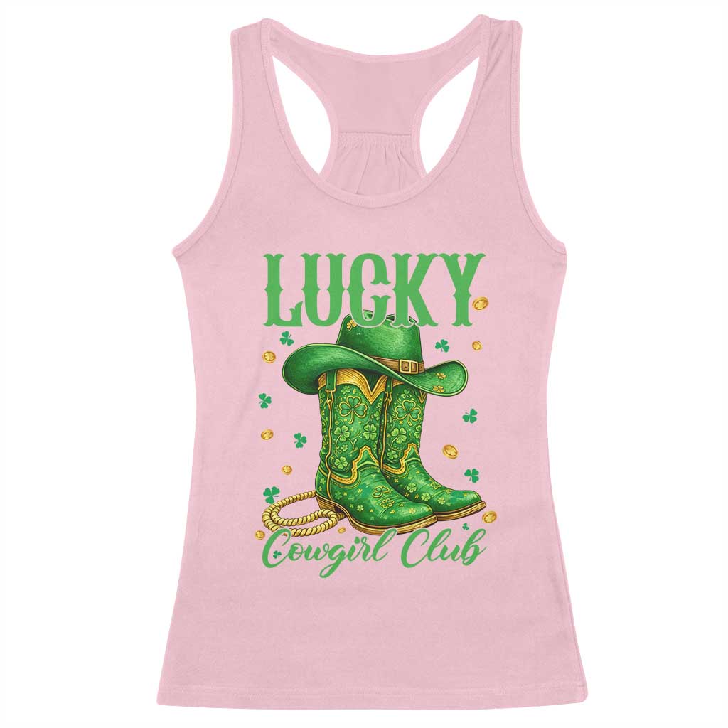 Lucky Cowgirl Club Racerback Tank Top Western Irish Cowboy St Patrick Day