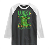 Lucky Cowgirl Club Raglan Shirt Western Irish Cowboy St Patrick Day