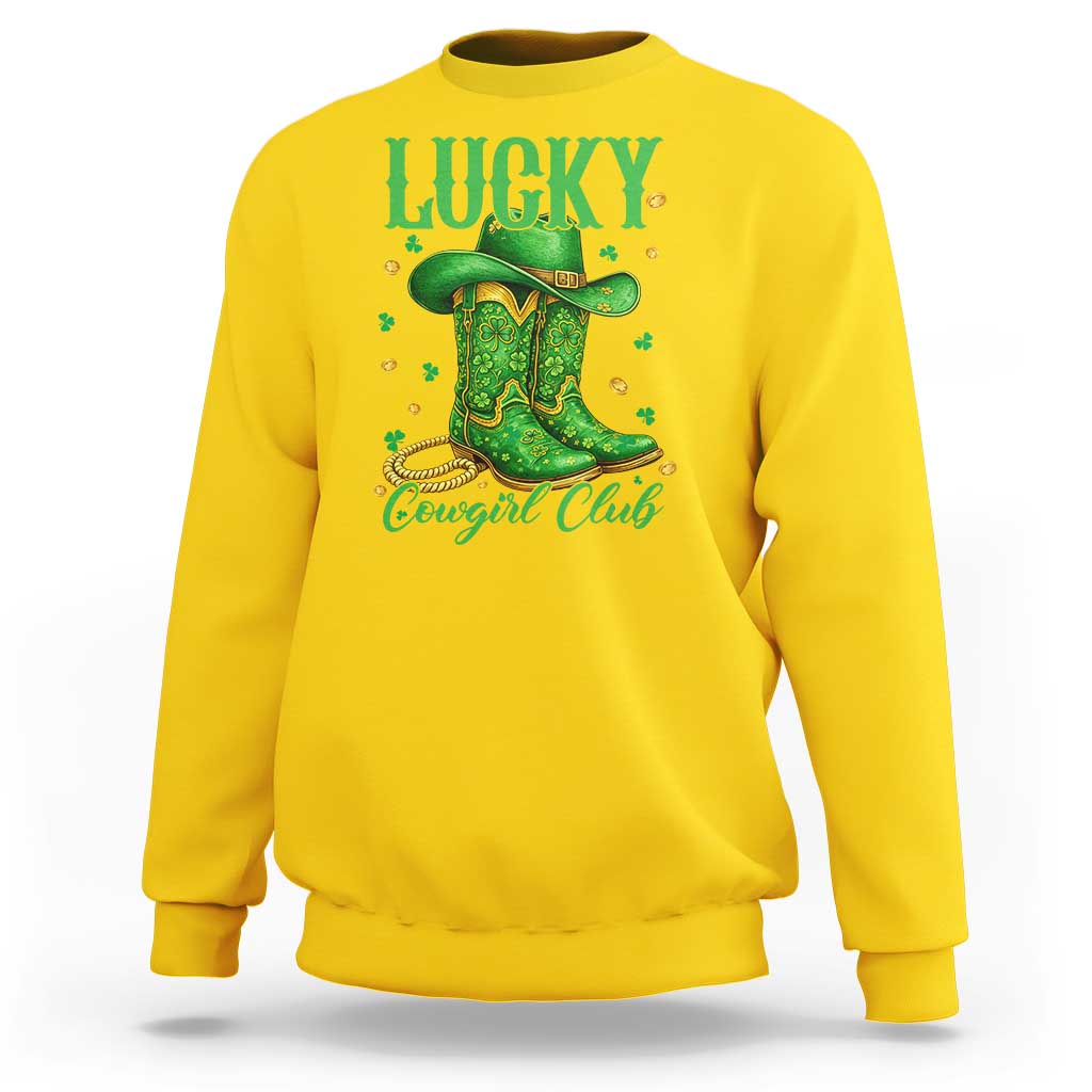 Lucky Cowgirl Club Sweatshirt Western Irish Cowboy St Patrick Day