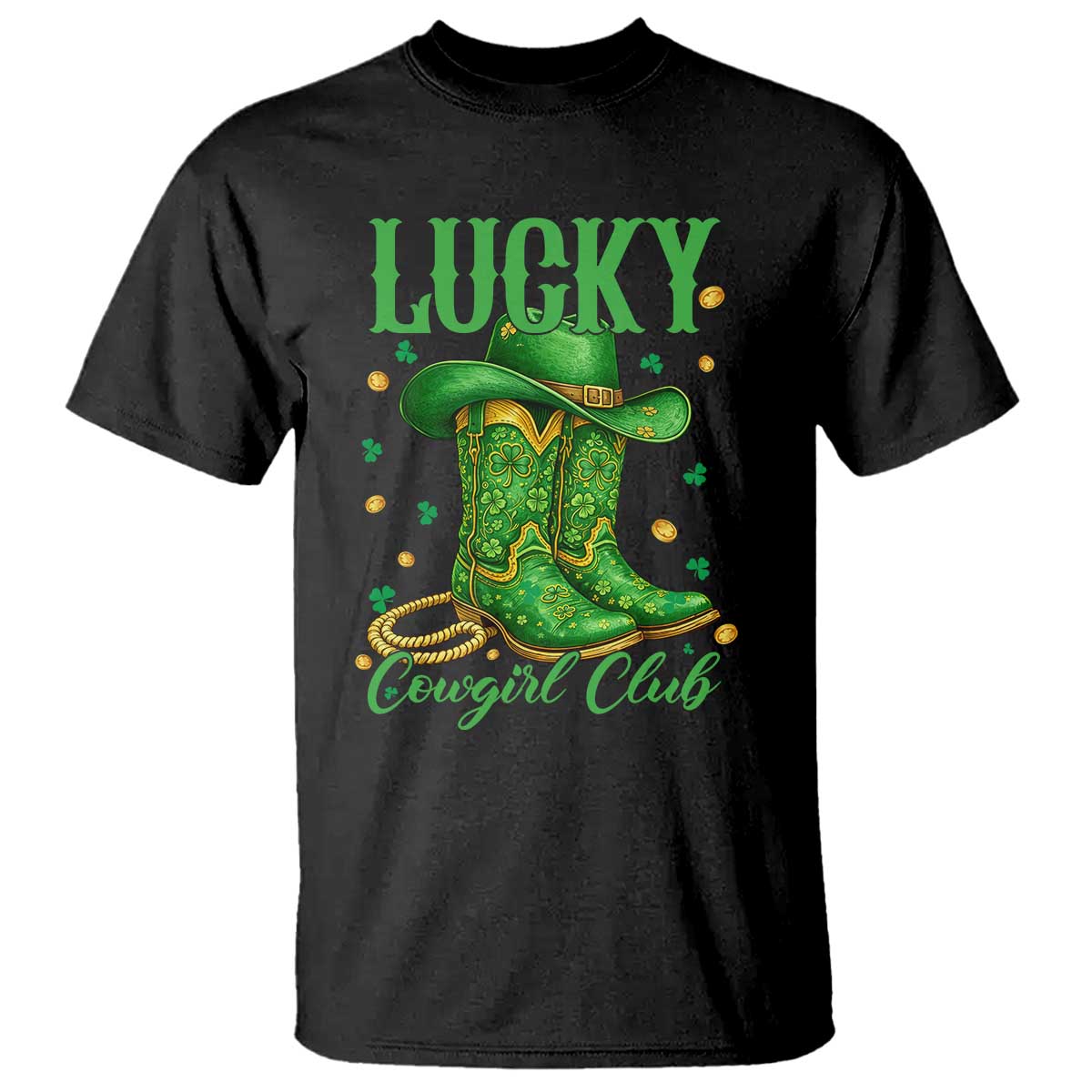 Lucky Cowgirl Club T Shirt Western Irish Cowboy St Patrick Day