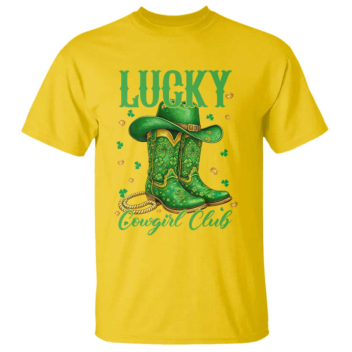 Lucky Cowgirl Club T Shirt Western Irish Cowboy St Patrick Day
