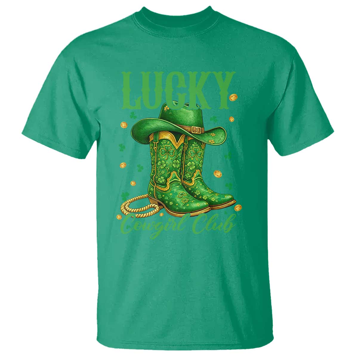 Lucky Cowgirl Club T Shirt Western Irish Cowboy St Patrick Day