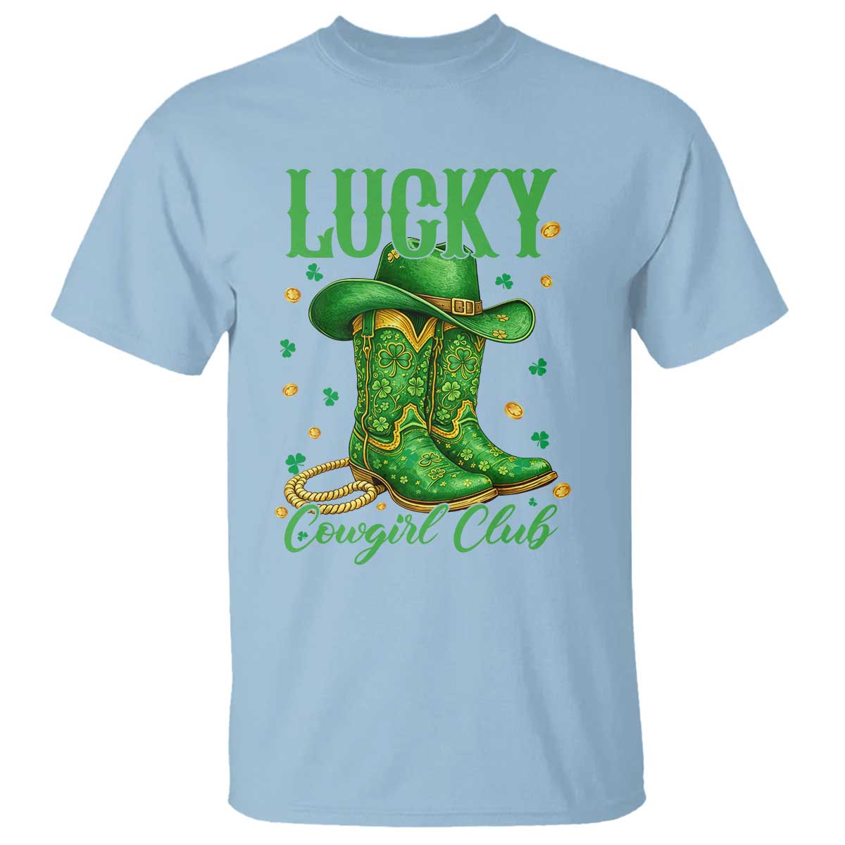 Lucky Cowgirl Club T Shirt Western Irish Cowboy St Patrick Day