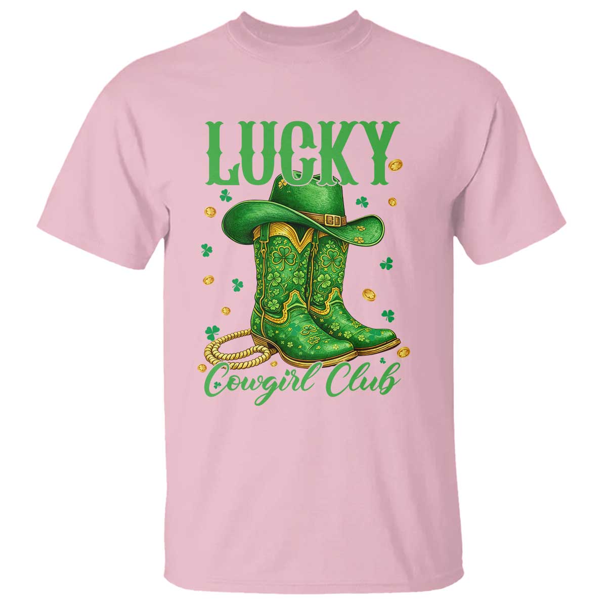 Lucky Cowgirl Club T Shirt Western Irish Cowboy St Patrick Day