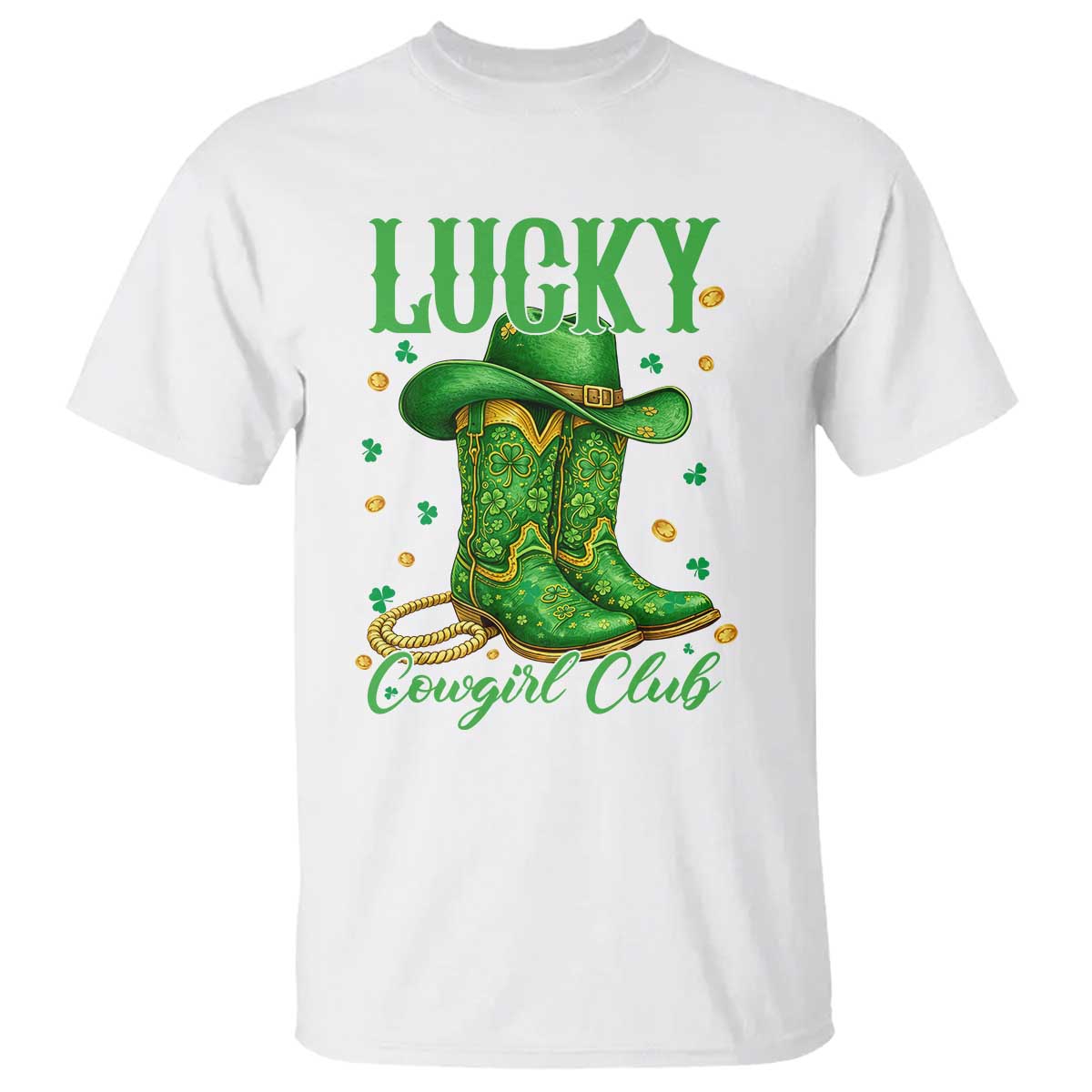 Lucky Cowgirl Club T Shirt Western Irish Cowboy St Patrick Day