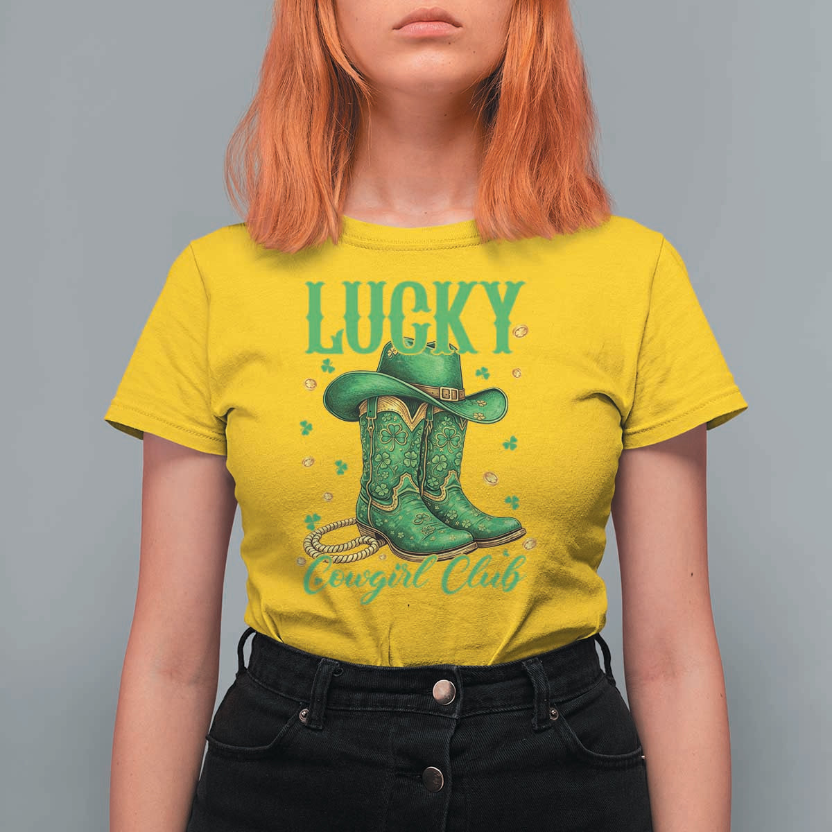 Lucky Cowgirl Club T Shirt For Women Western Irish Cowboy St Patrick Day