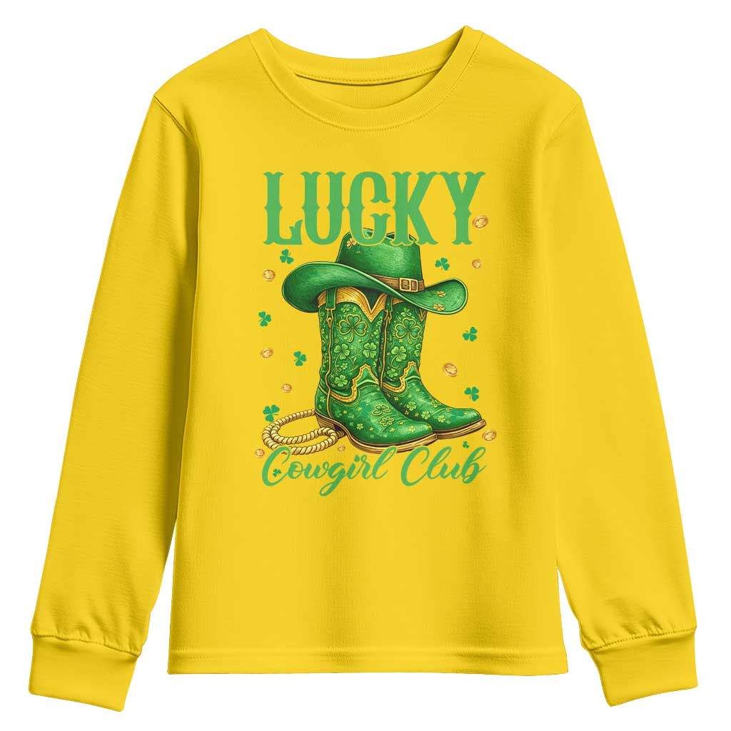 Lucky Cowgirl Club Youth Sweatshirt Western Irish Cowboy St Patrick Day