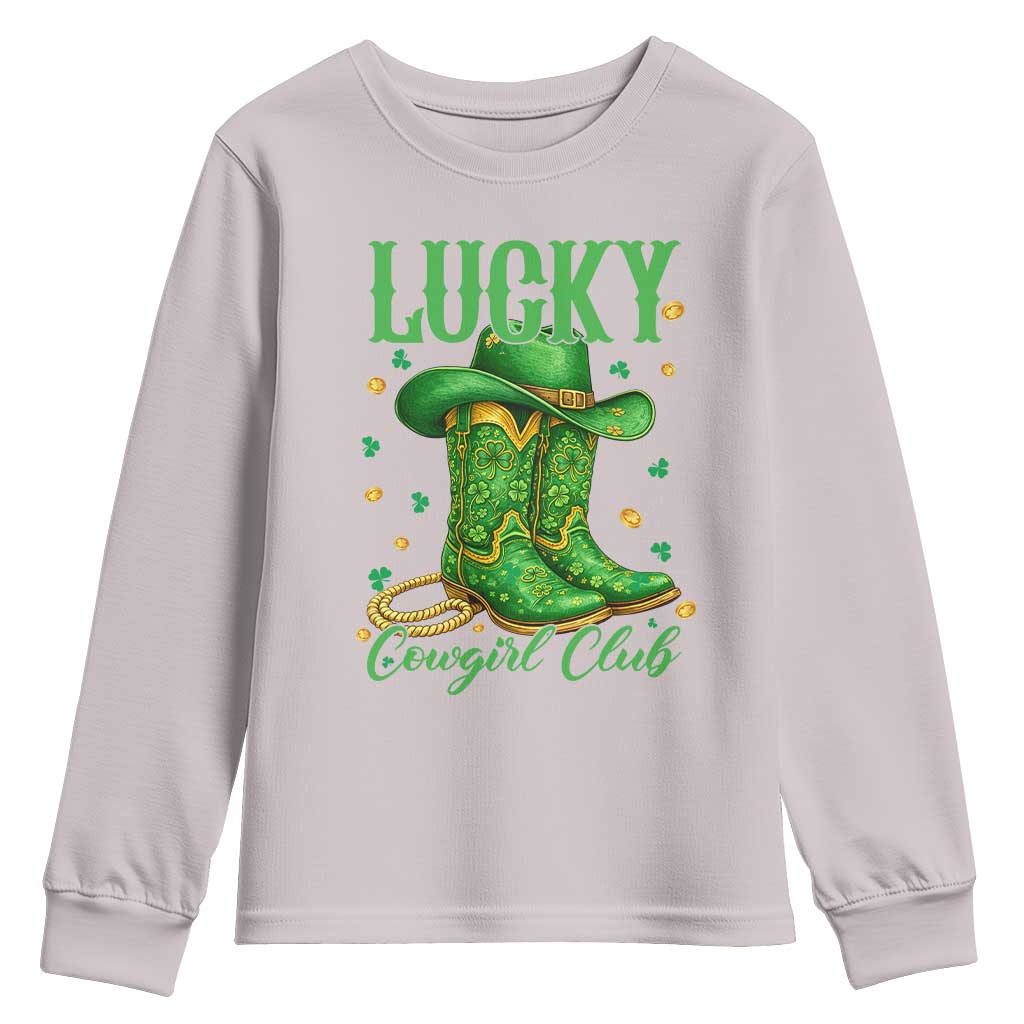 Lucky Cowgirl Club Youth Sweatshirt Western Irish Cowboy St Patrick Day