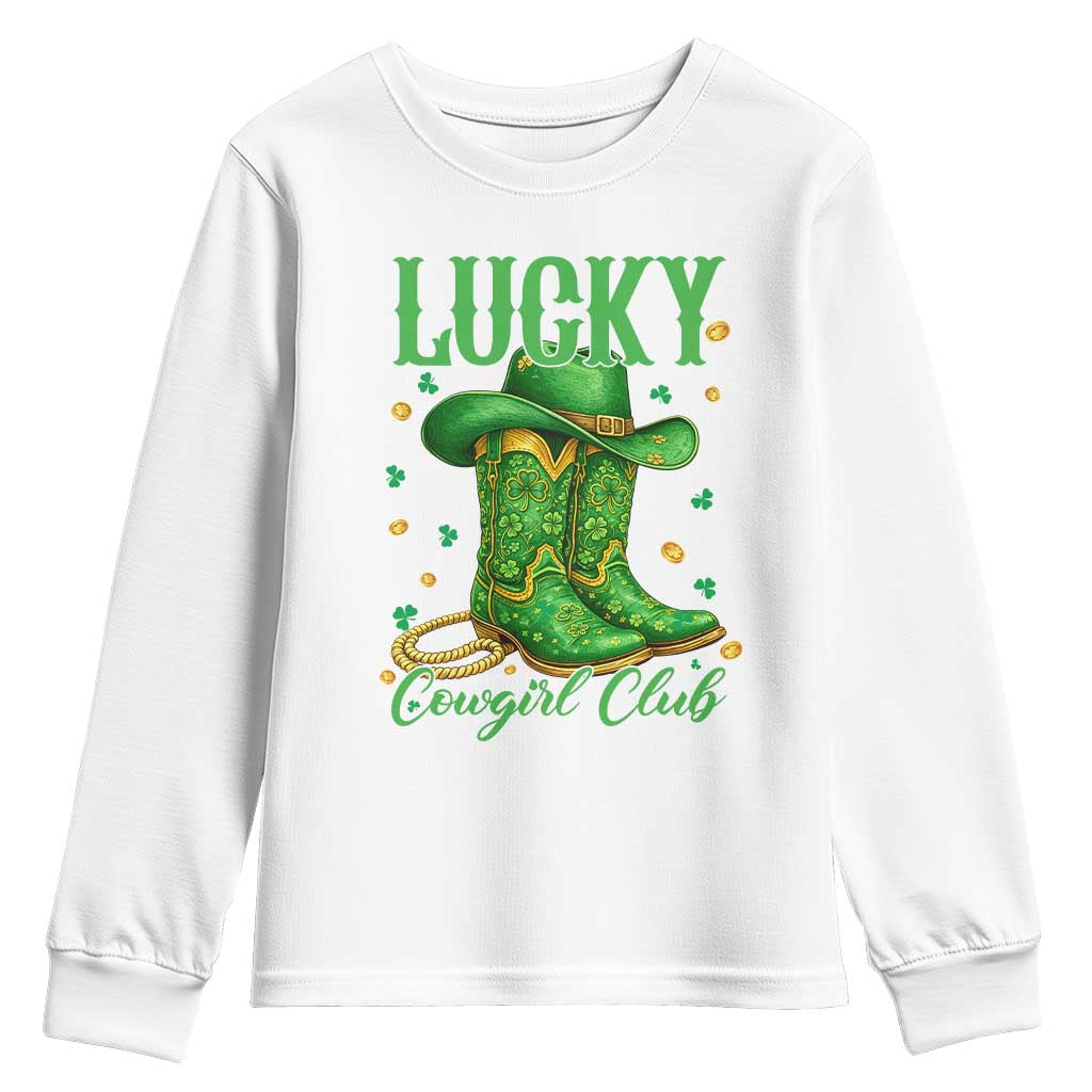 Lucky Cowgirl Club Youth Sweatshirt Western Irish Cowboy St Patrick Day