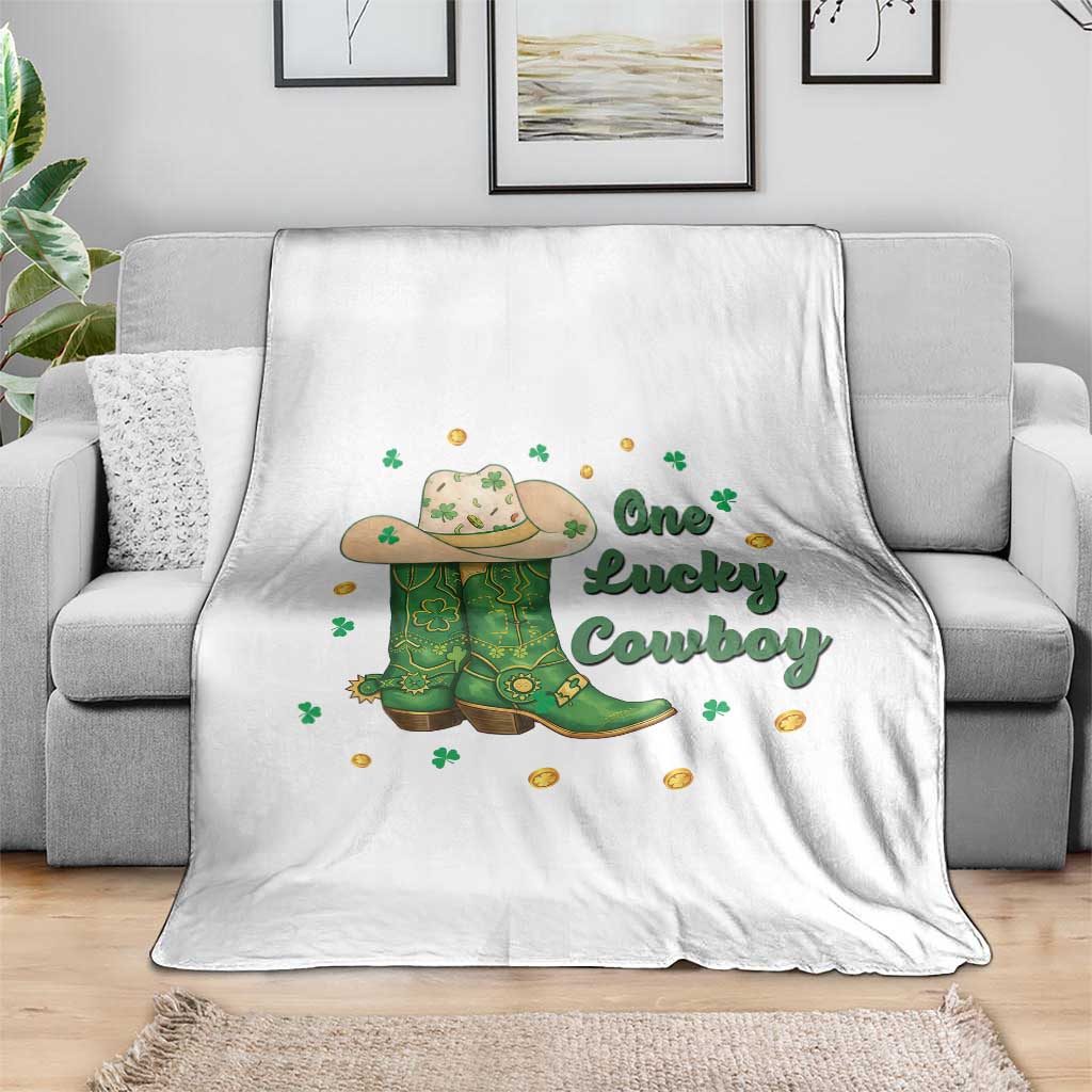 One Lucky Cowboy Throw Blanket Western Irish Cowboy St Patrick Day