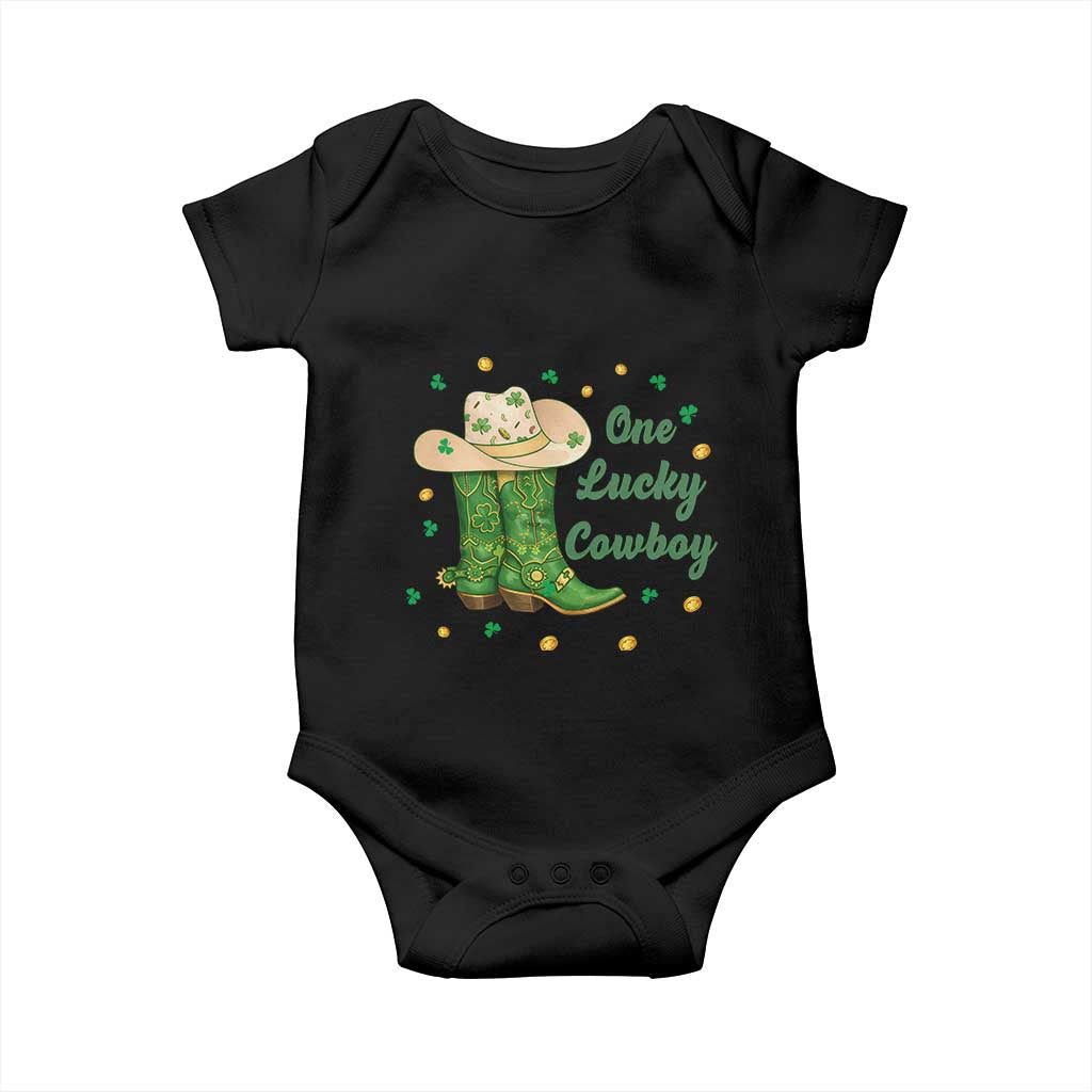 One Lucky Cowboy Baby Onesie Western Irish Cowboy St Patrick Day