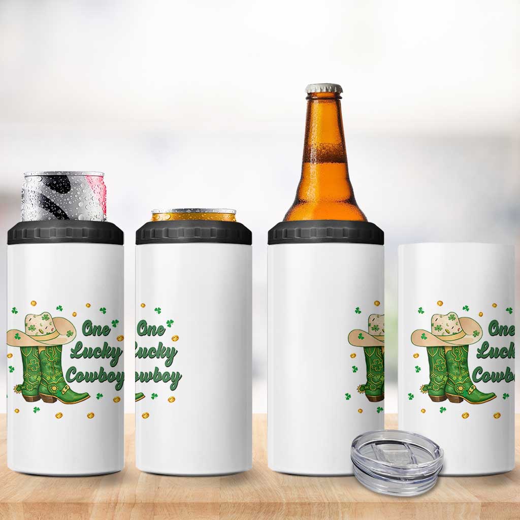 One Lucky Cowboy 4 in 1 Can Cooler Tumbler Western Irish Cowboy St Patrick Day