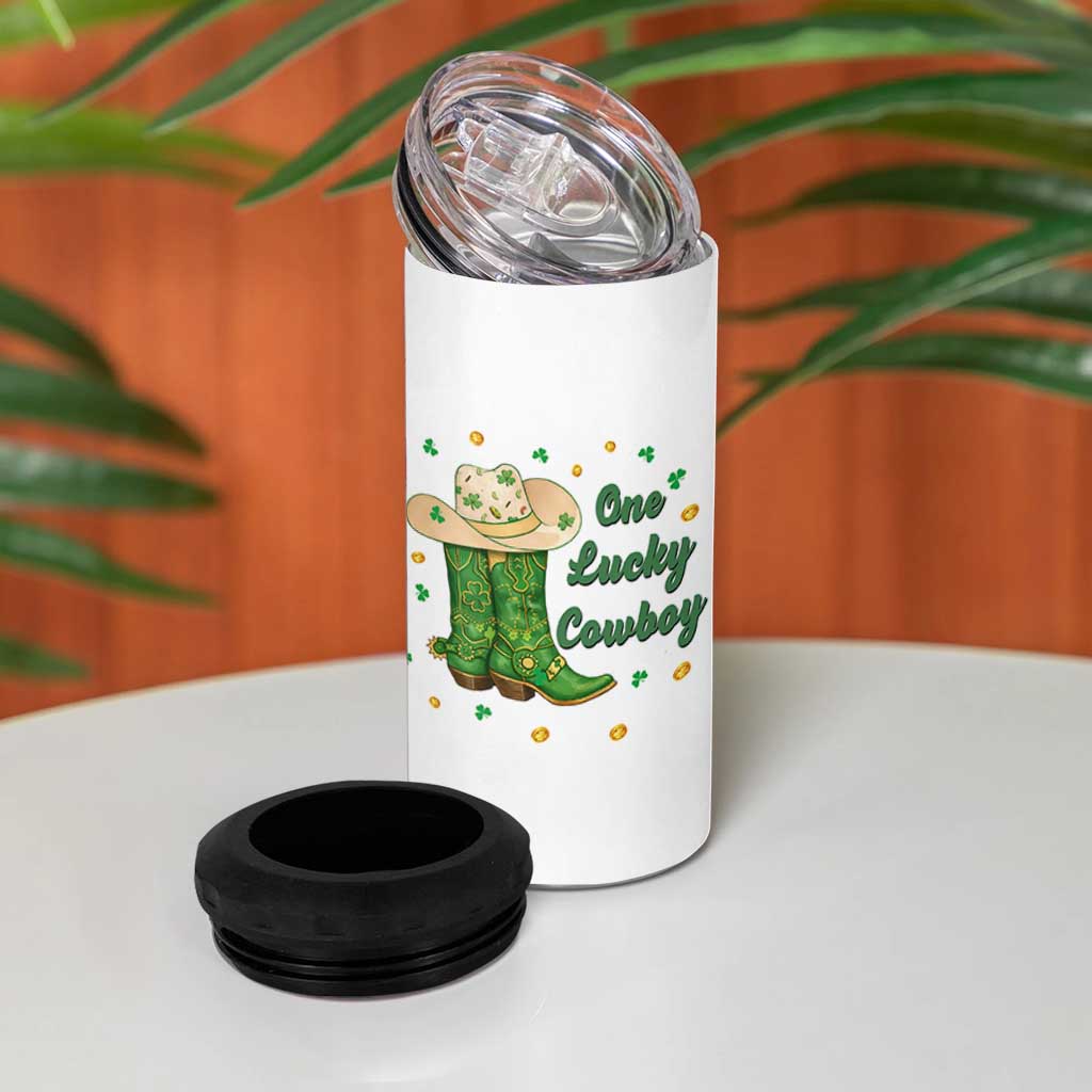 One Lucky Cowboy 4 in 1 Can Cooler Tumbler Western Irish Cowboy St Patrick Day